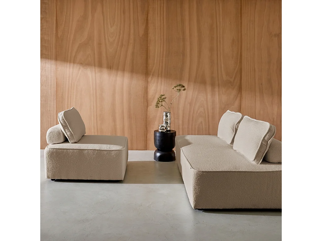 Sofá modular en tejido borreguito, 3 plazas beige