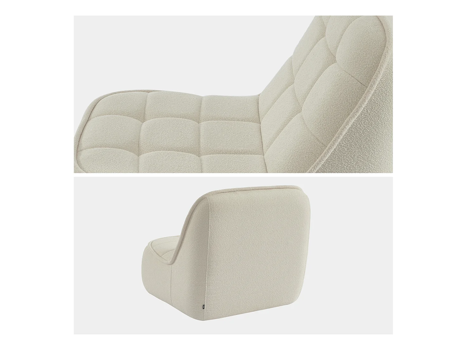 Sillón en borreguito, 1 plaza blanco roto