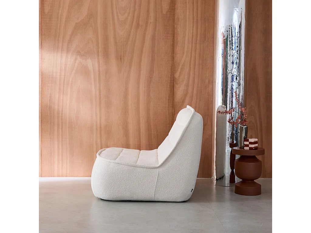 Sillón en borreguito, 1 plaza blanco roto