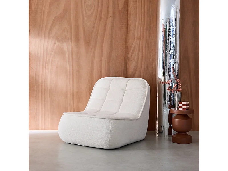 Sillón en borreguito, 1 plaza blanco roto