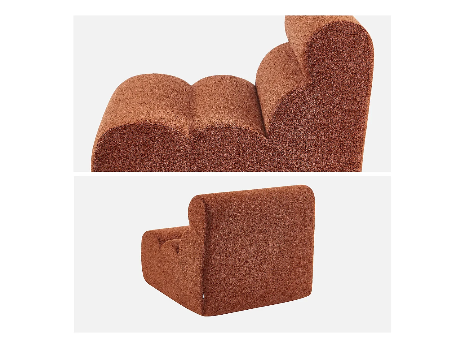 Módulo para sofá modular en borreguito texturizado, 1 plaza terracotta