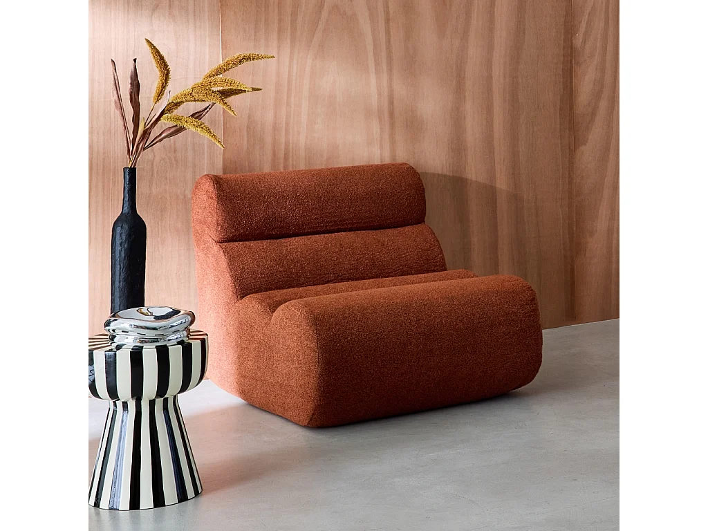 Chauffeuse bouclette texturée terracotta 1 place - L 81 x P 99 x H 75cm - Nova