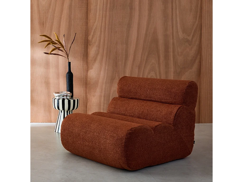 Chauffeuse bouclette texturée terracotta 1 place - L 81 x P 99 x H 75cm - Nova