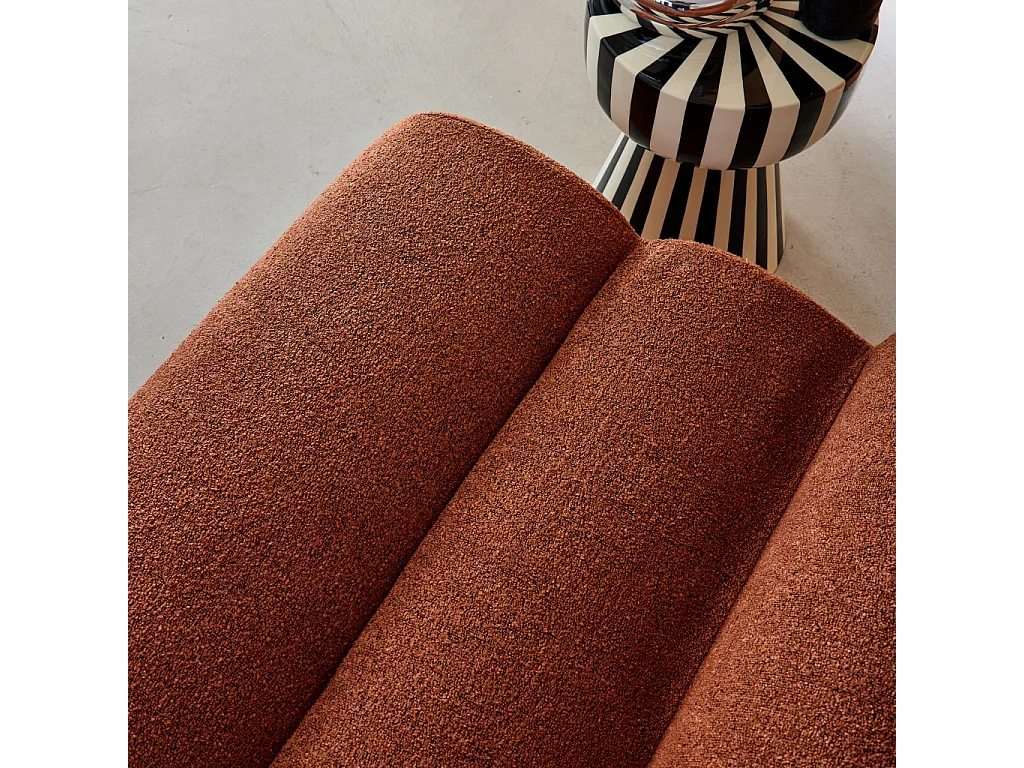 Chauffeuse bouclette texturée terracotta 1 place - L 81 x P 99 x H 75cm - Nova