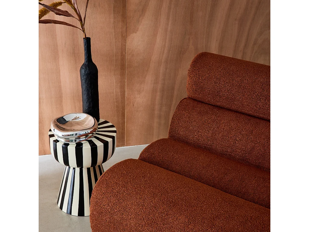Chauffeuse bouclette texturée terracotta 1 place - L 81 x P 99 x H 75cm - Nova