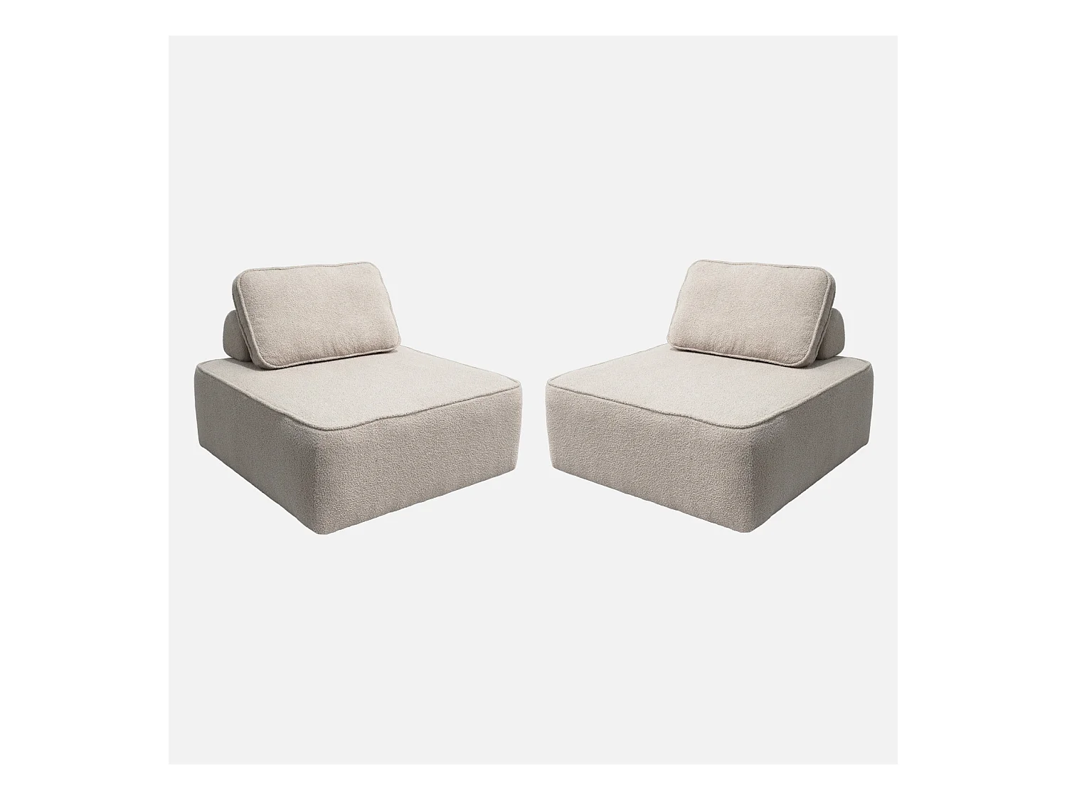 Divano modulare in bouclé, 2 posti, beige