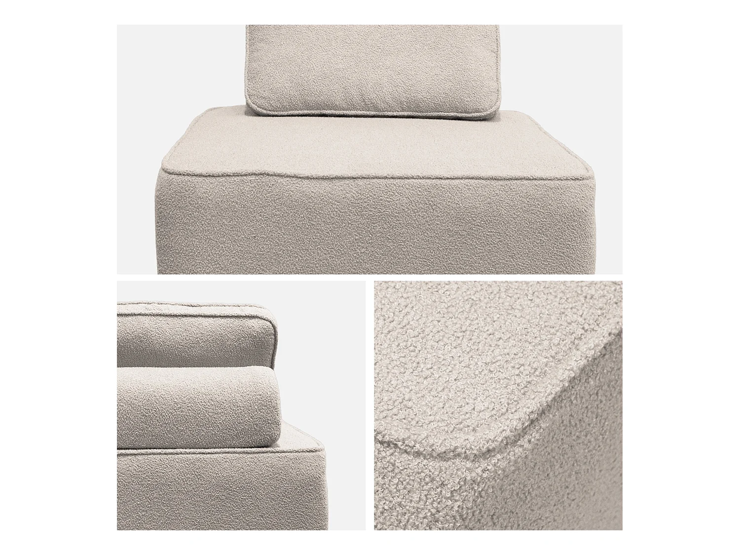 Divano modulare in bouclé, 2 posti, beige