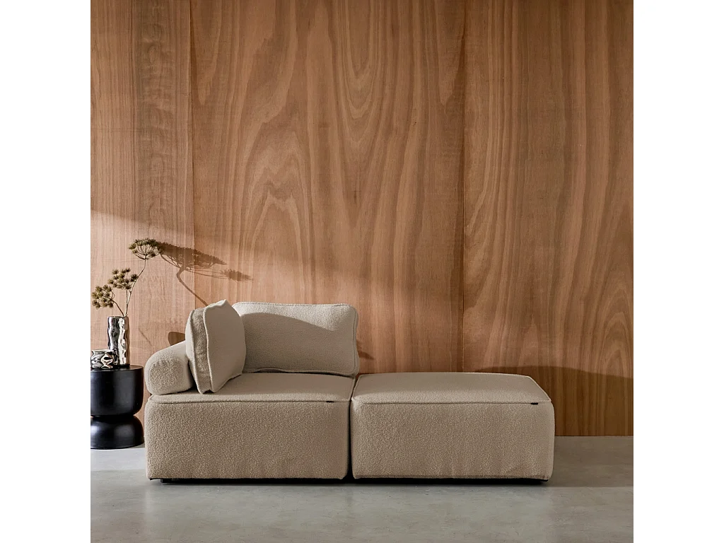 Divano modulare in bouclé, 2 posti, beige