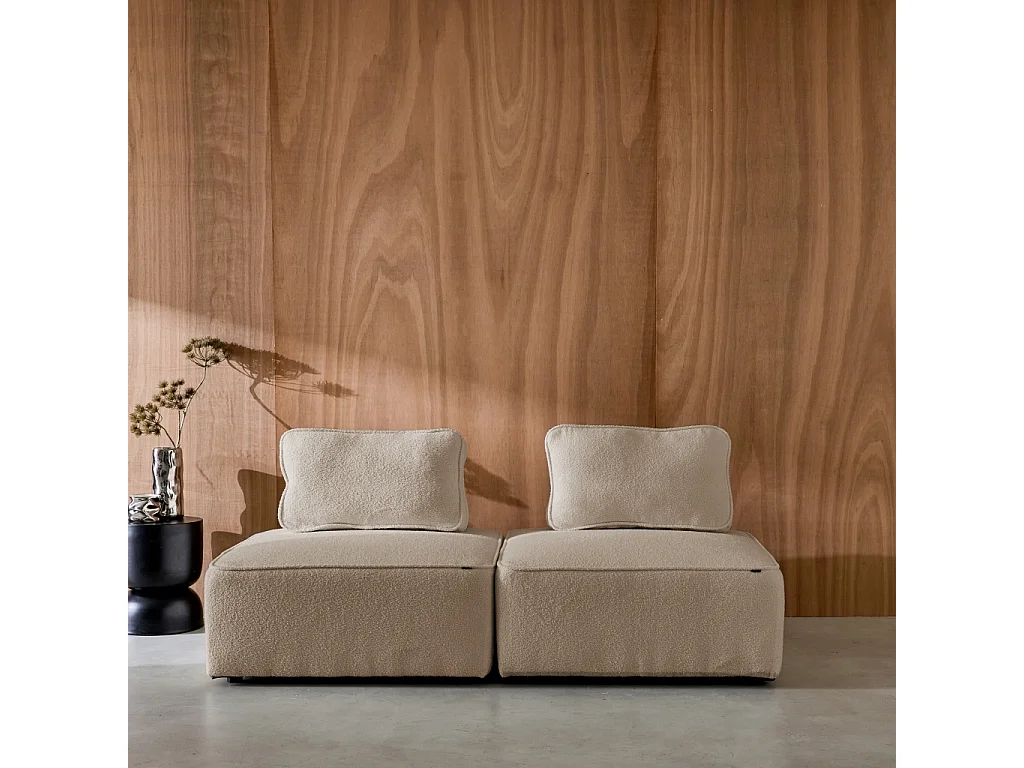 Divano modulare in bouclé, 2 posti, beige