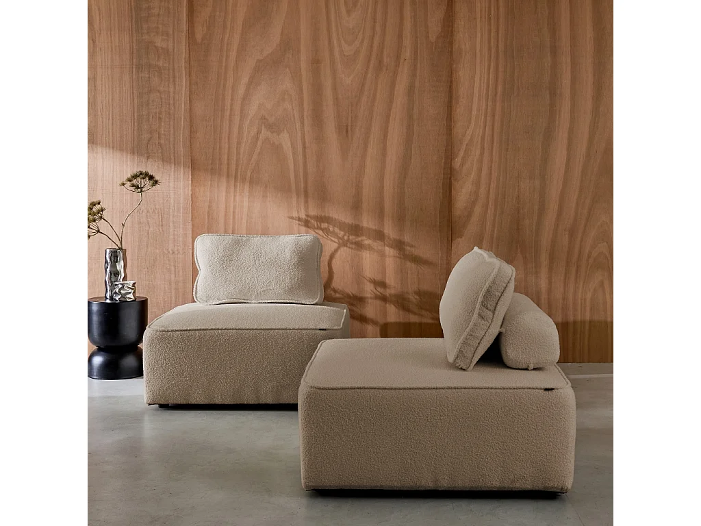 Divano modulare in bouclé, 2 posti, beige