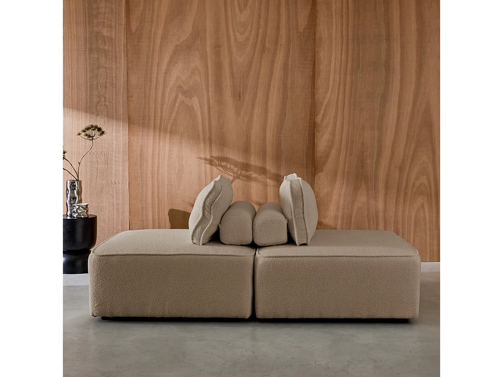 Divano modulare in bouclé, 2 posti, beige