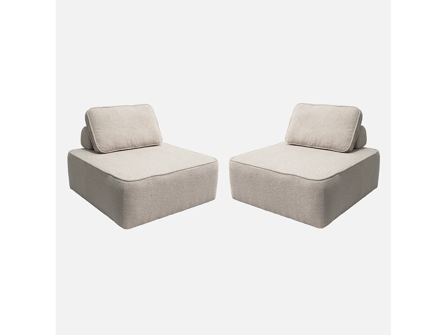 Divano modulare in bouclé, 2 posti, beige