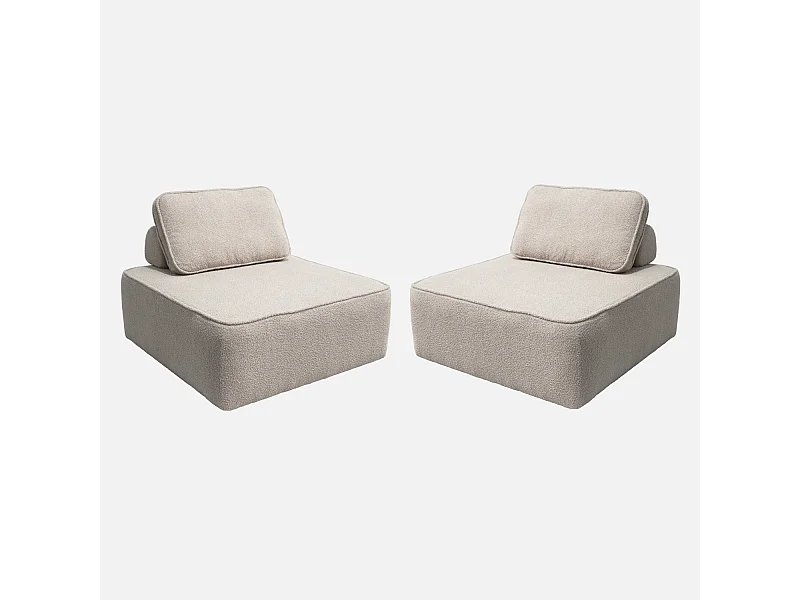 Divano modulare in bouclé, 2 posti, beige