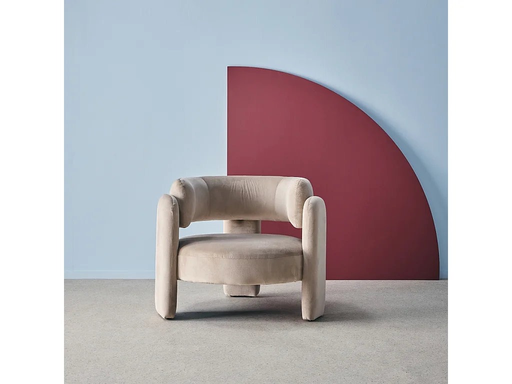 Fauteuil tripode en velours beige
