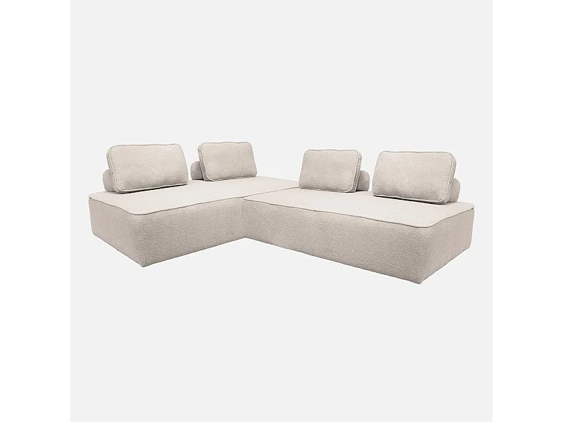 Divano modulare in bouclé, 4 posti, beige