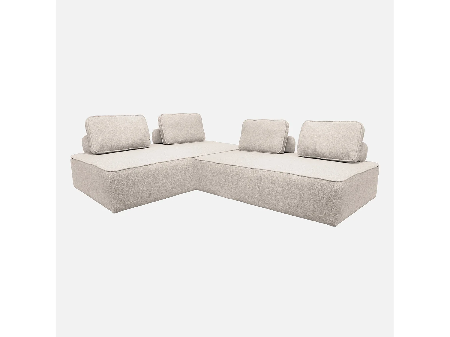 Divano modulare in bouclé, 4 posti, beige