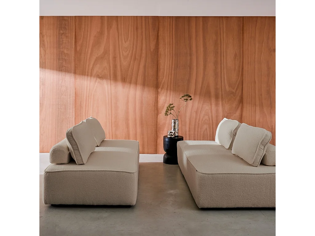 Divano modulare in bouclé, 4 posti, beige