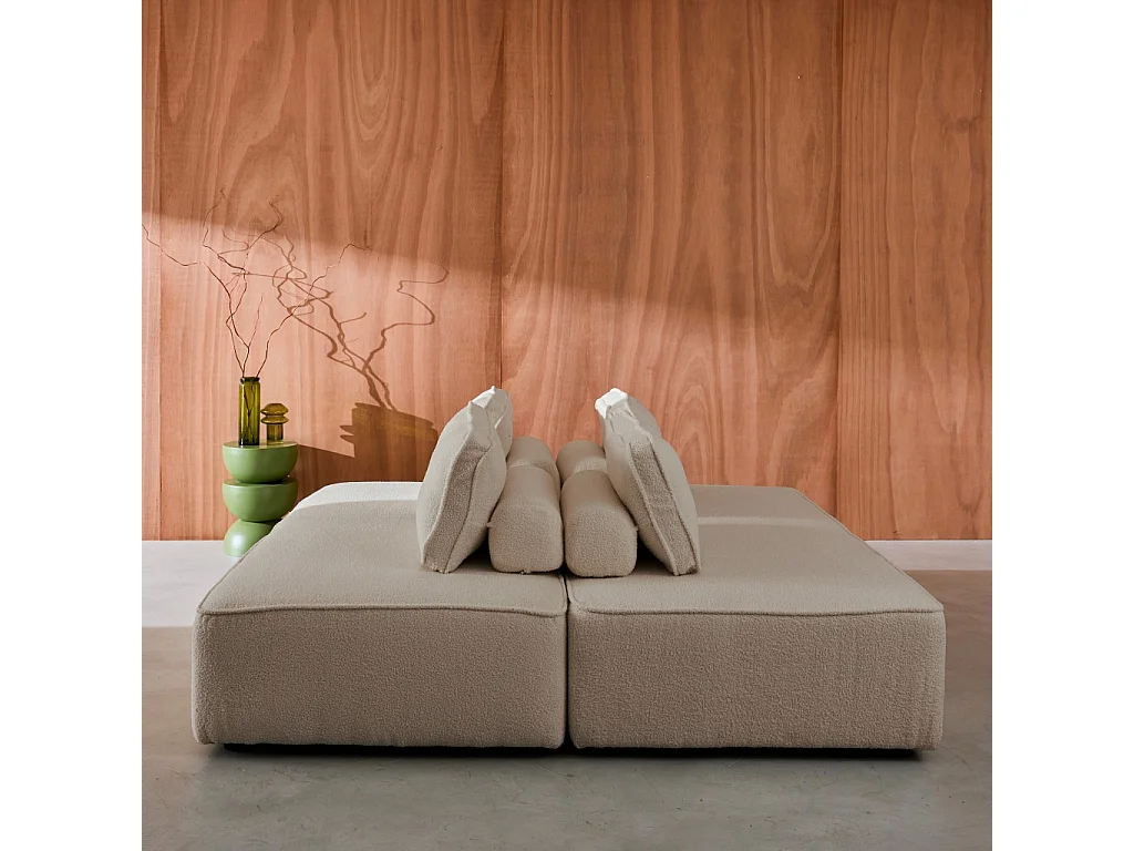 Divano modulare in bouclé, 4 posti, beige