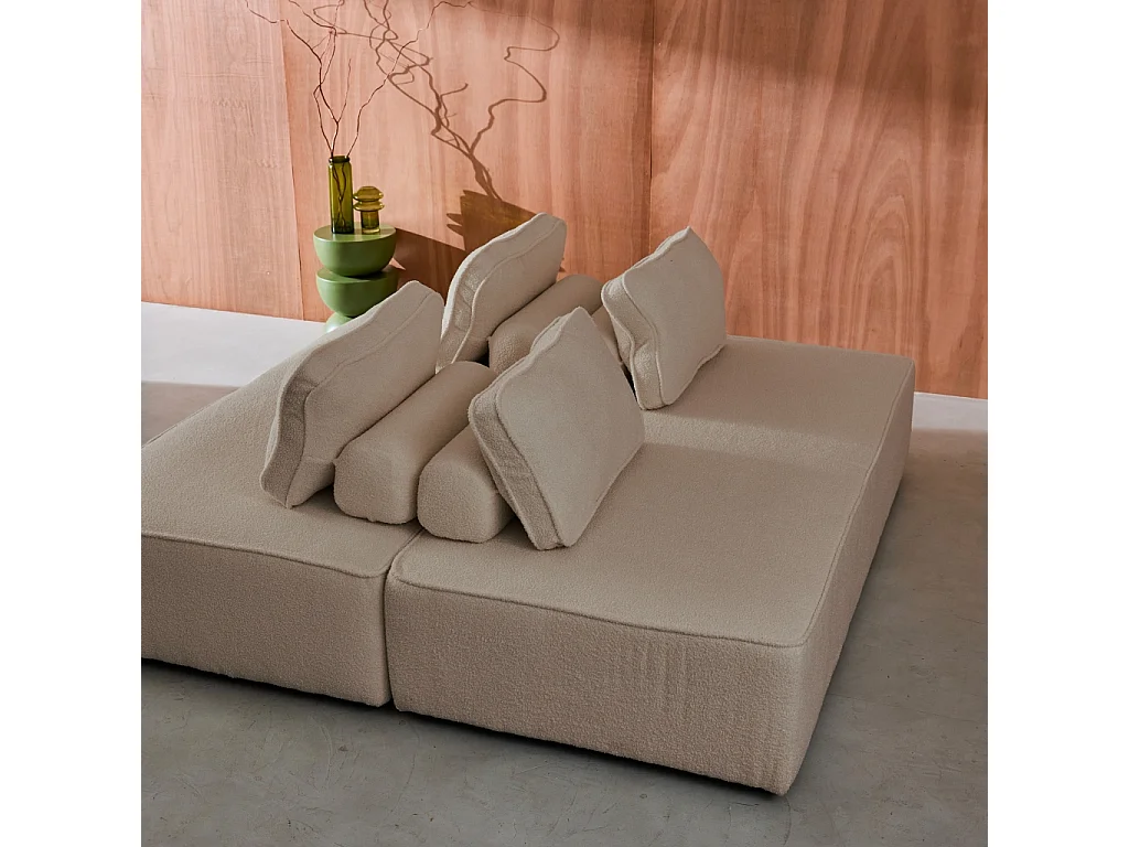 Divano modulare in bouclé, 4 posti, beige