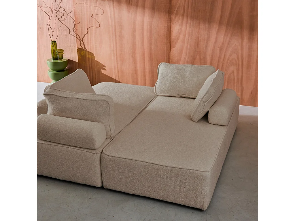 Divano modulare in bouclé, 4 posti, beige