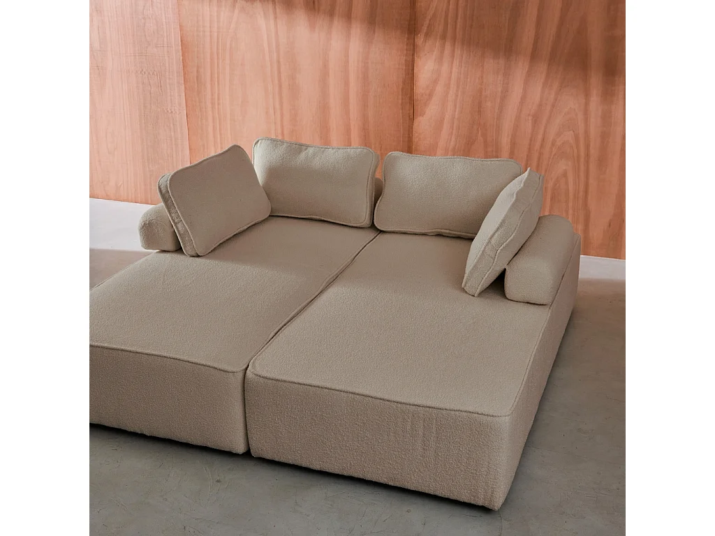 Divano modulare in bouclé, 4 posti, beige