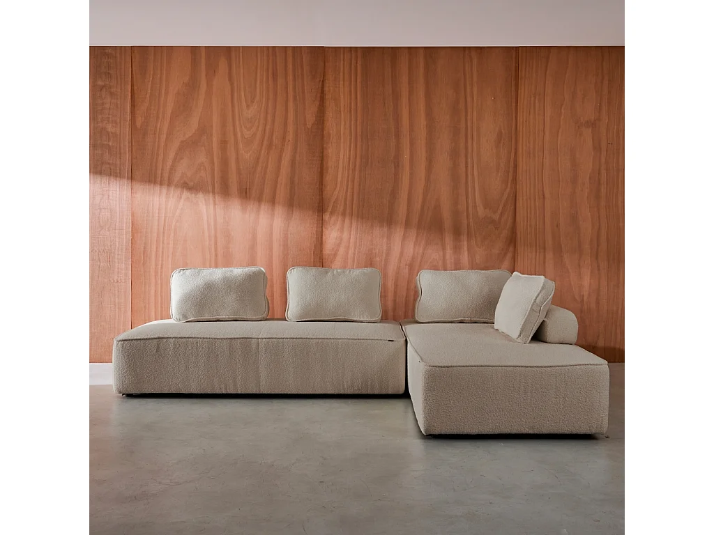 Divano modulare in bouclé, 4 posti, beige