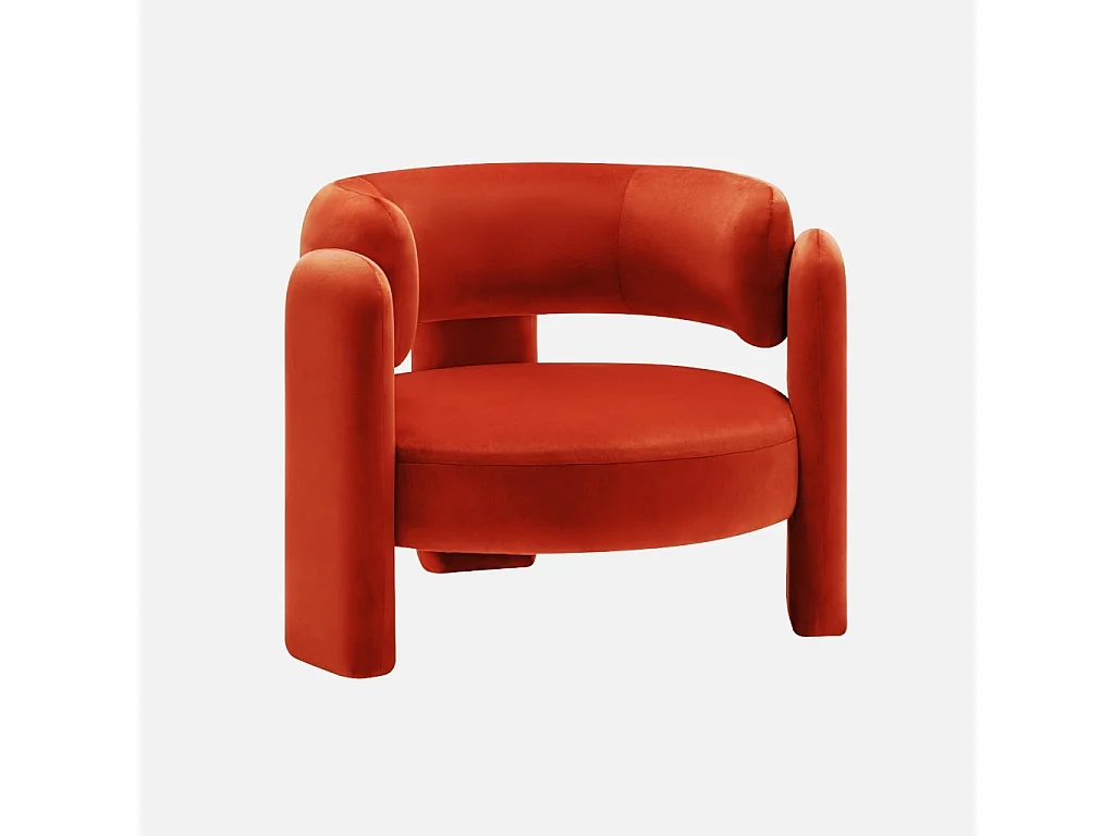 Sillón trípode en terciopelo naranja