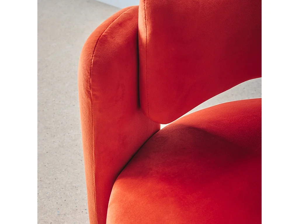 Sillón trípode en terciopelo naranja