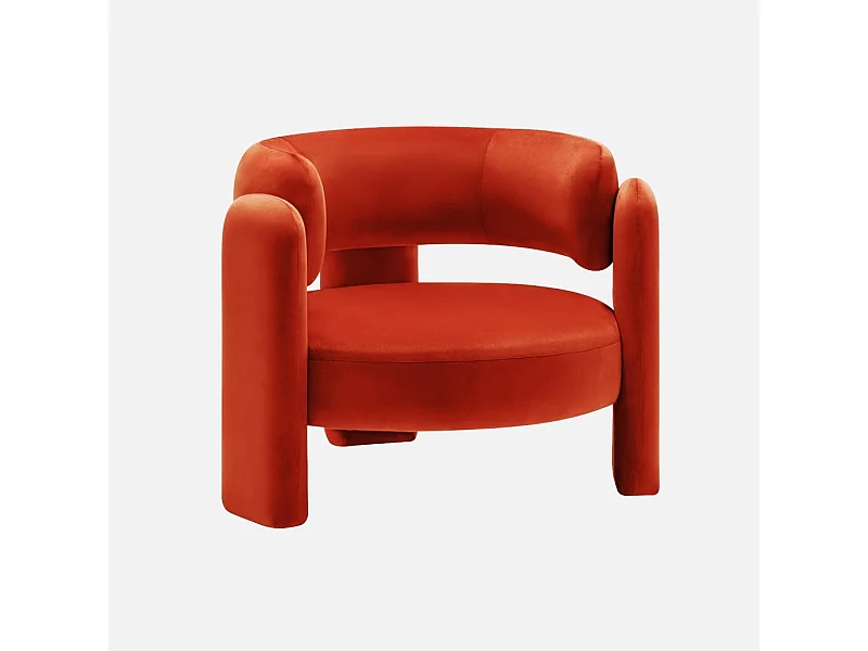 Fauteuil tripode en velours orange