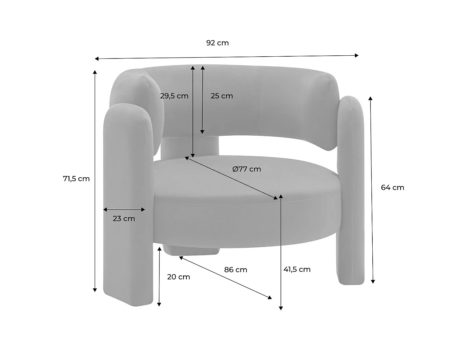 Fauteuil tripode en velours vert