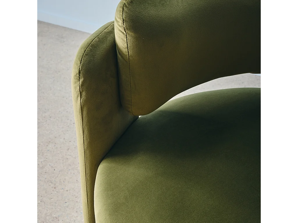 Sillón trípode en terciopelo verde