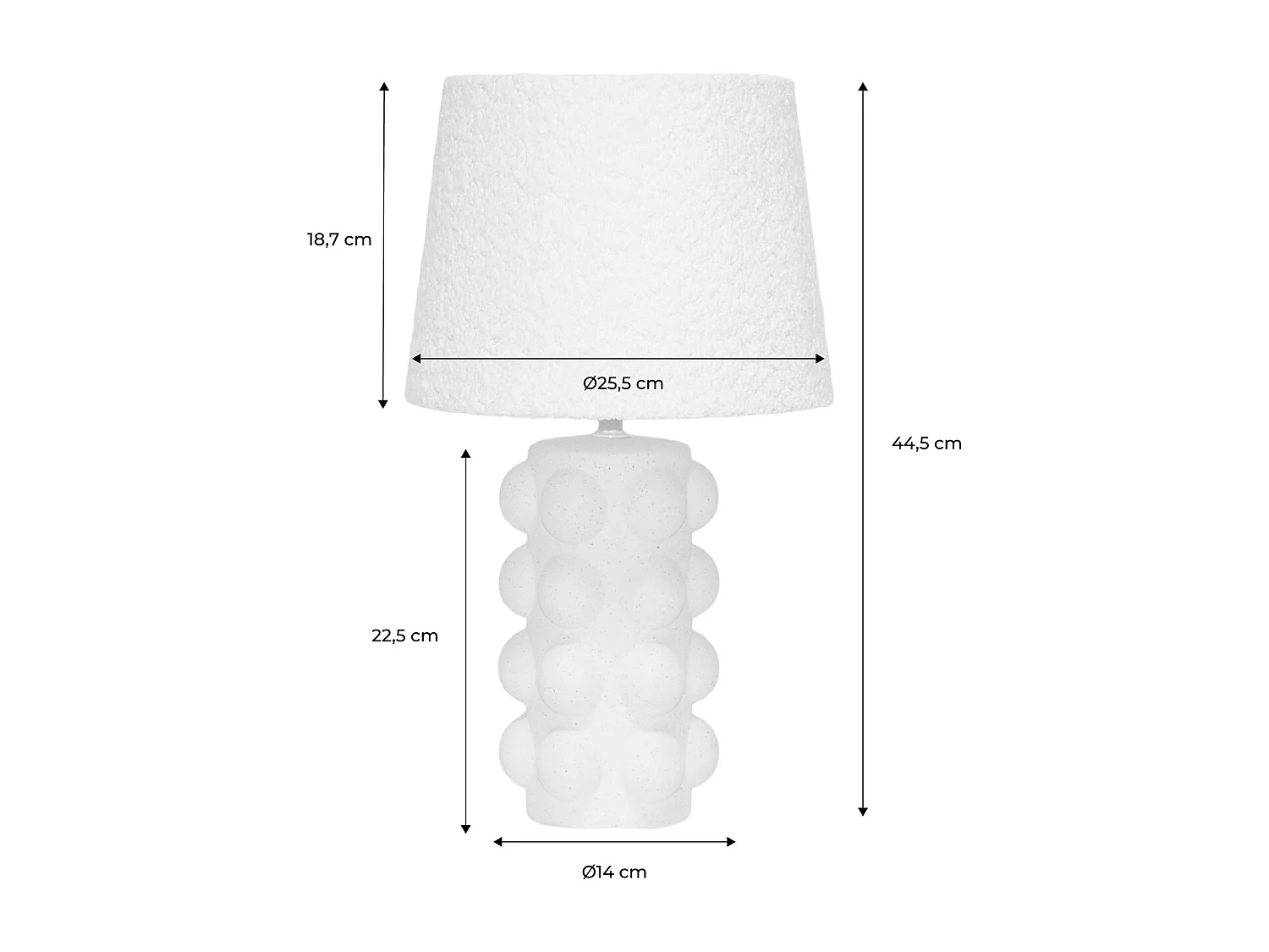 Lampada da tavolo interna ceramica, 45cm, bianco
