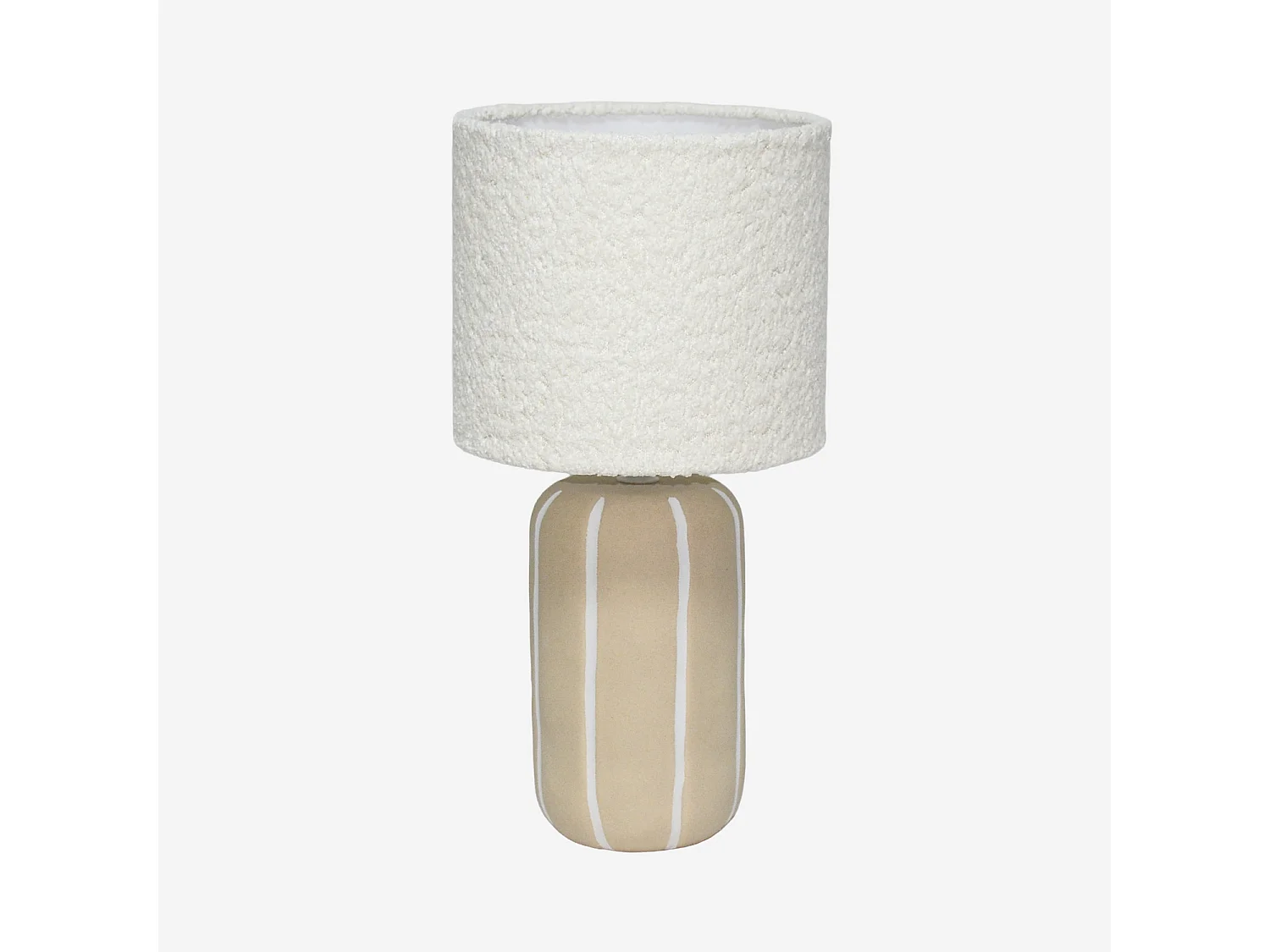 Lámpara de mesa interior de cerámica, pantalla borreguito gris beige