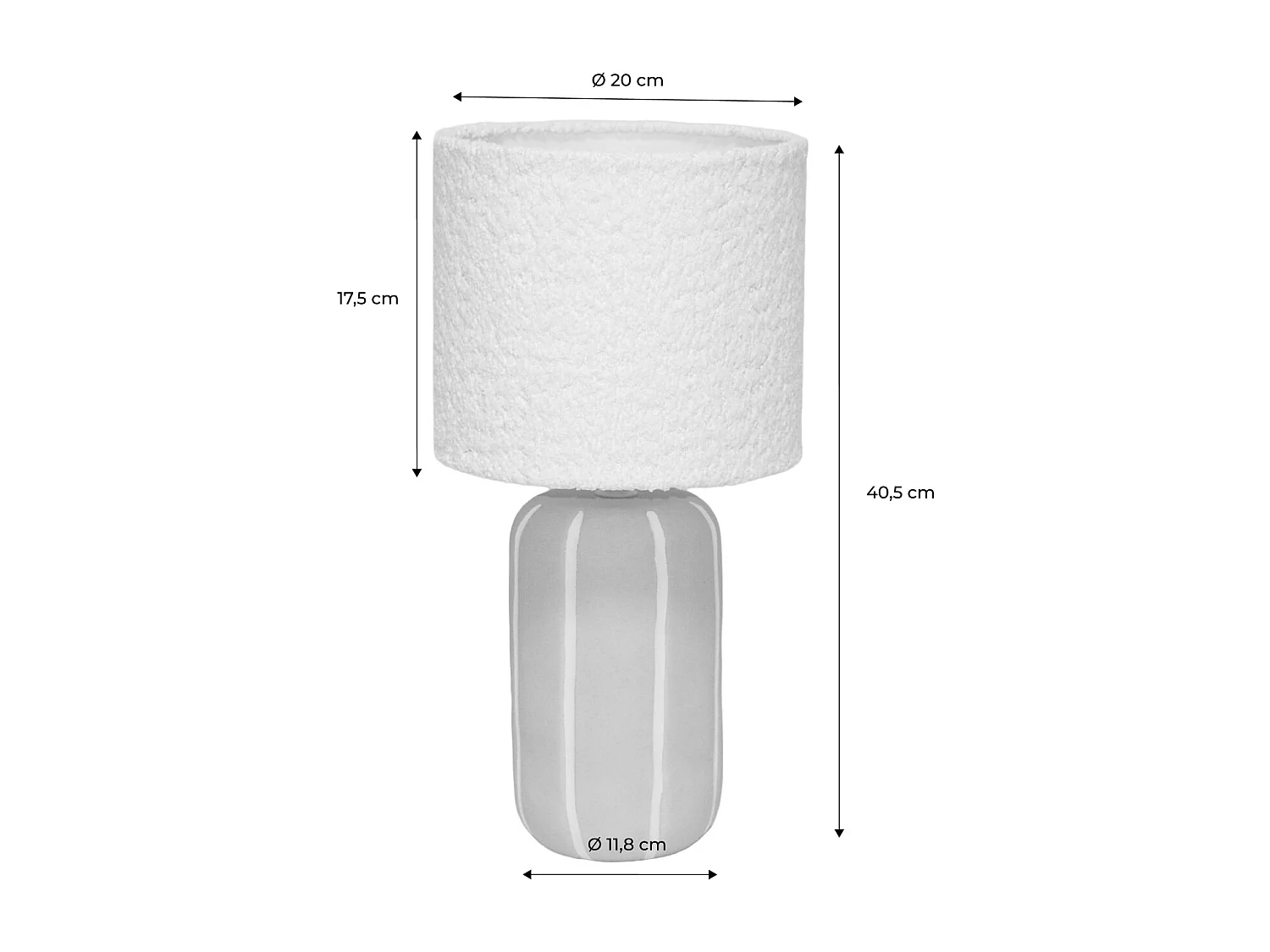 Lámpara de mesa interior de cerámica, pantalla borreguito gris beige