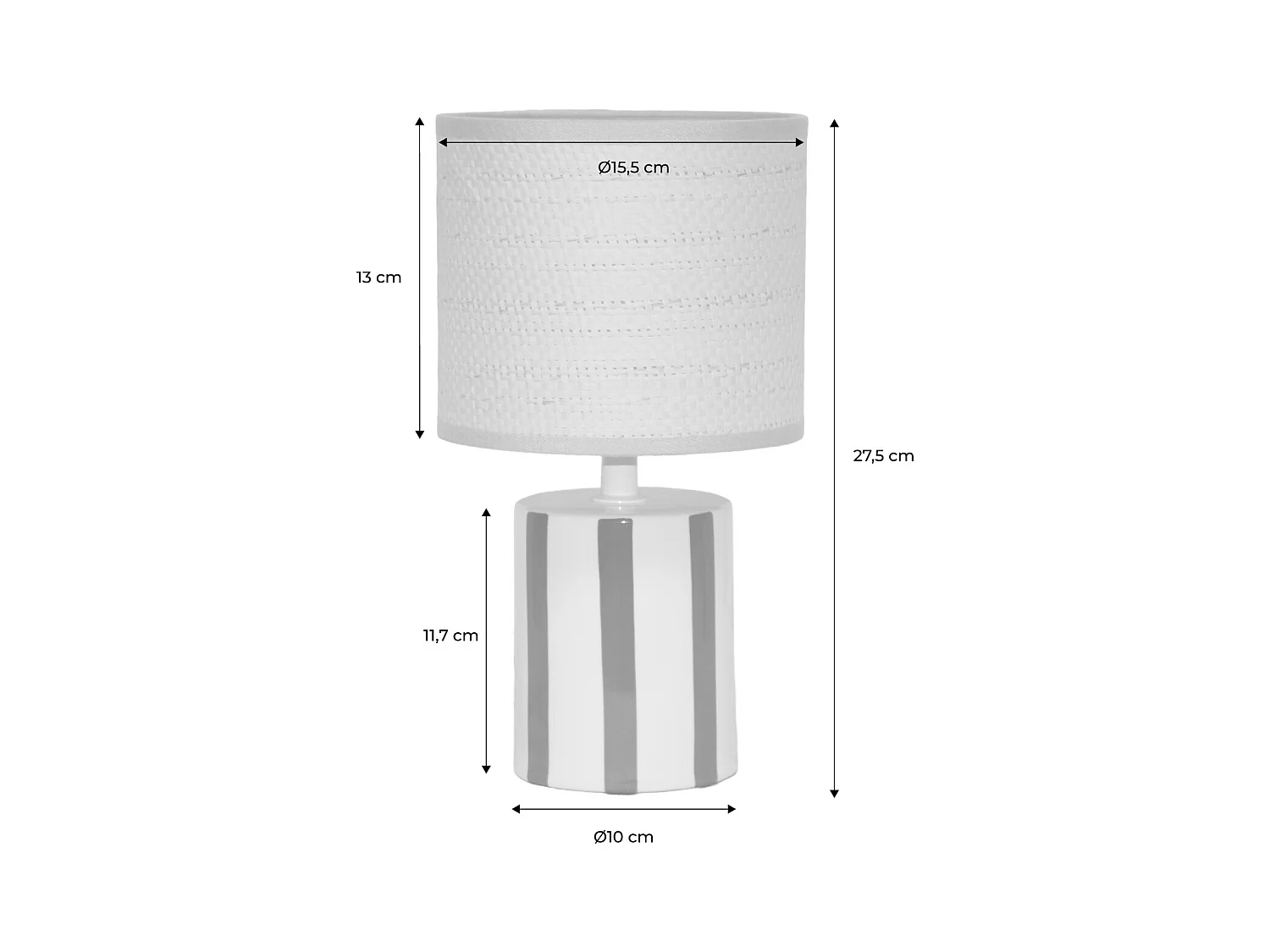 Lampada da tavolo interno ceramica paralume effetto rattan, 28cm,