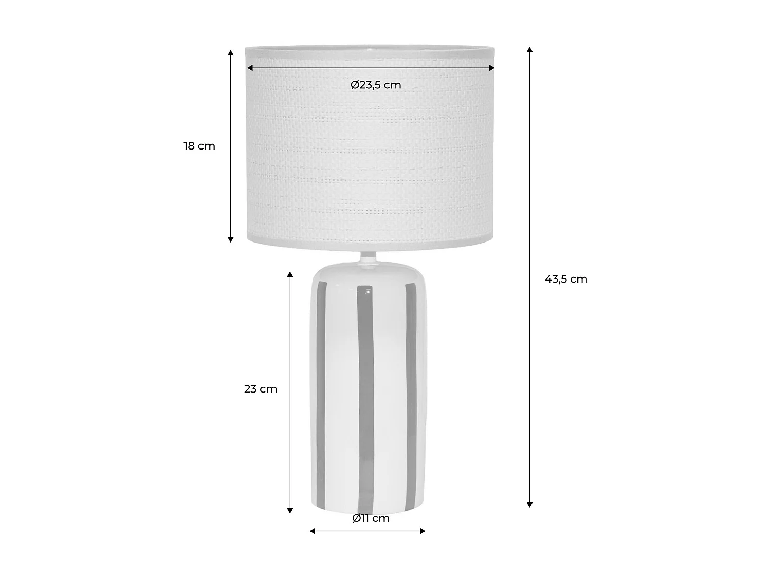 Lampada da tavolo in ceramica per interni con effetto rattan, 44cm,