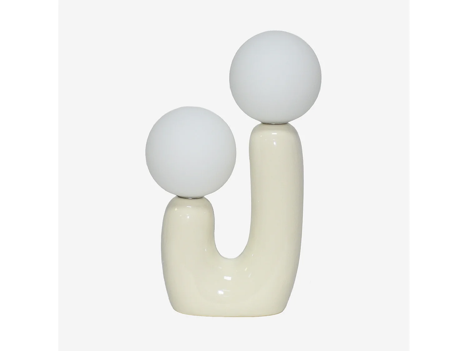 Lámpara de mesa orgánica de cerámica y vidrio beige