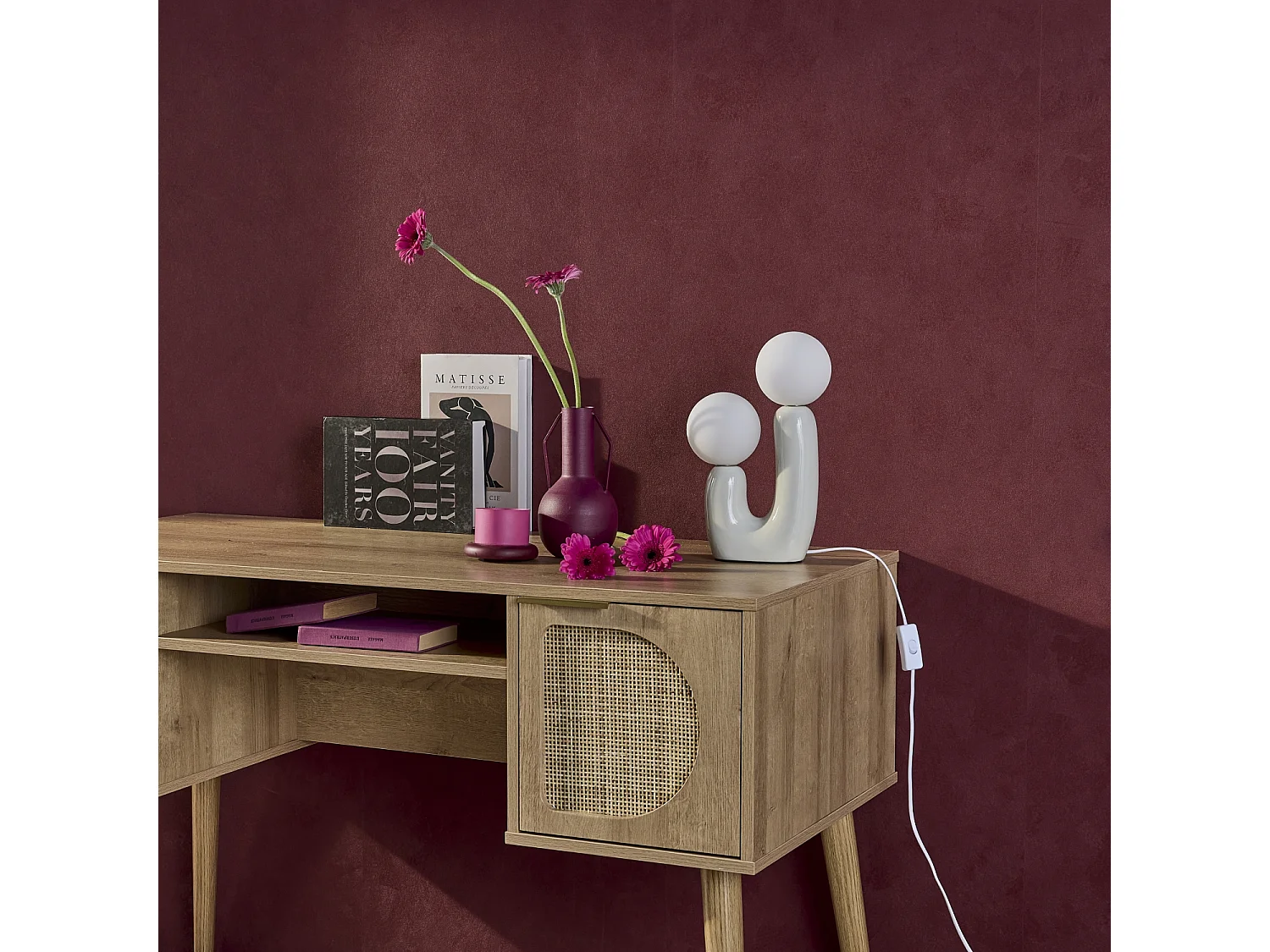 Lampada da tavolo organica ceramica e vetro, 31cm, beige