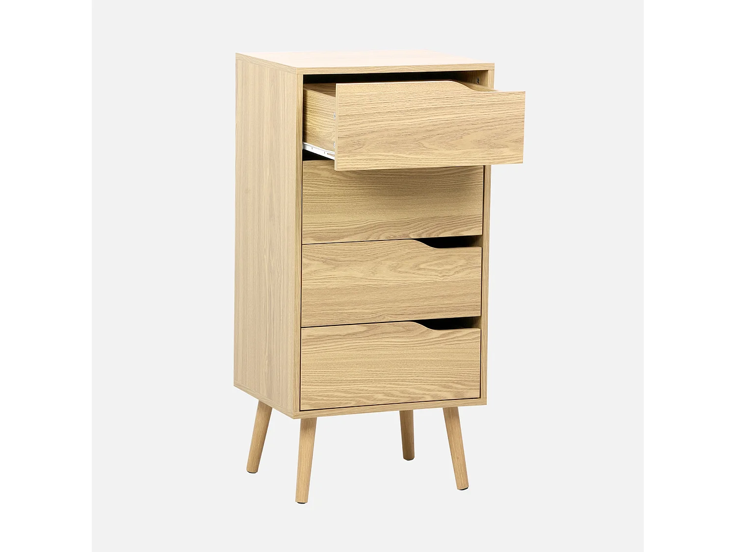 Cómoda con efecto madera, 4 cajones natural