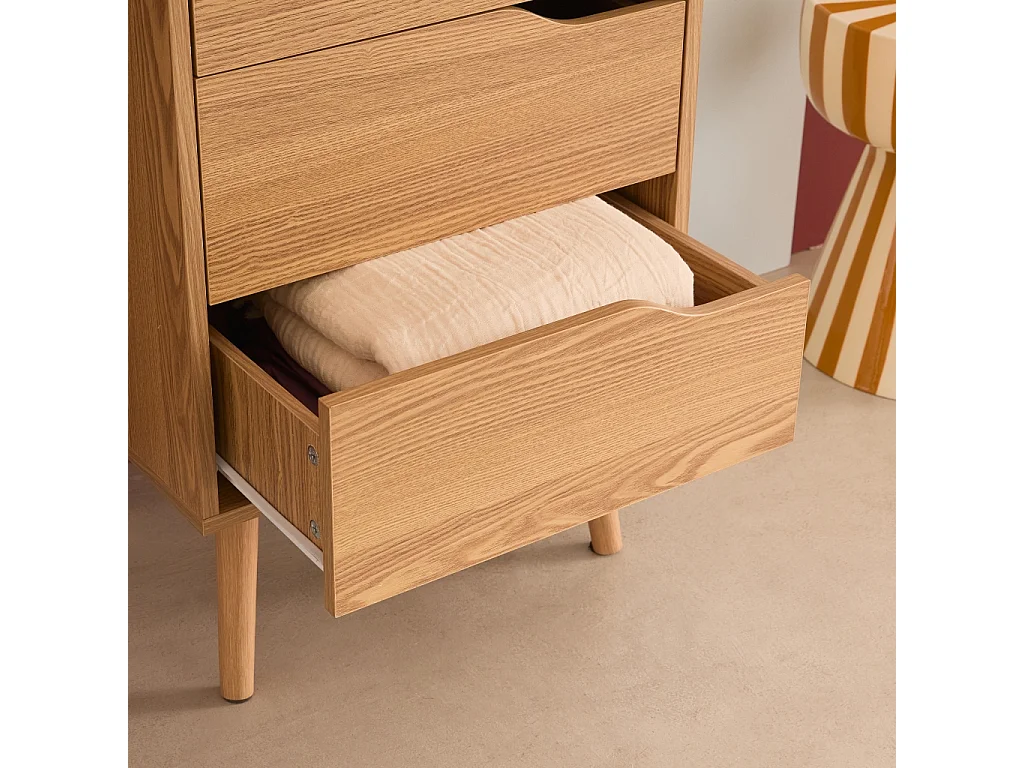 Cómoda con efecto madera, 4 cajones natural