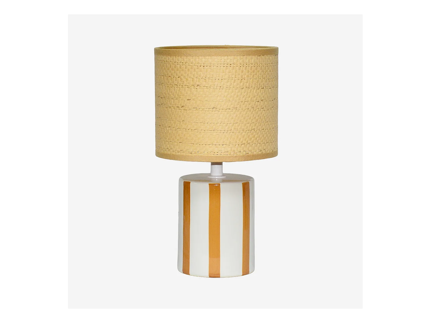 Lampada da tavolo interno ceramica paralume effetto rattan, 28cm,