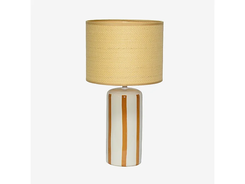 Lampada da tavolo in ceramica per interni con effetto rattan, 44cm,