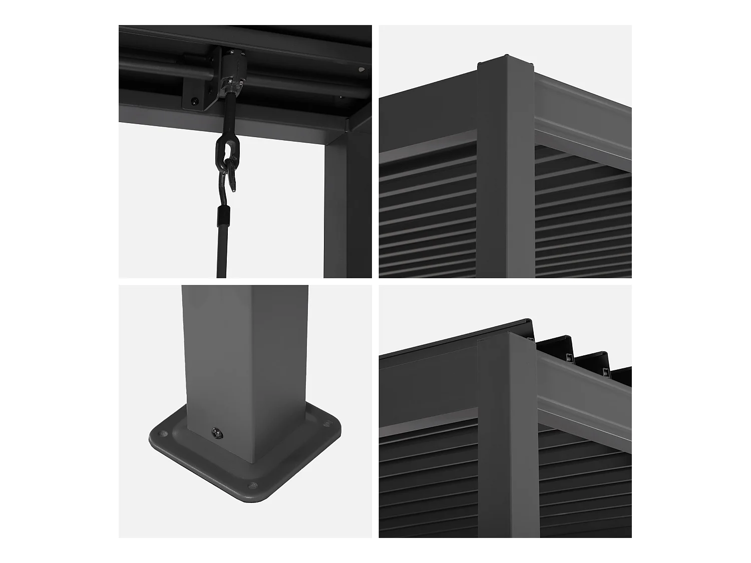 Pergola bioclimatica 3x3m in alluminio e acciaio con lamelle