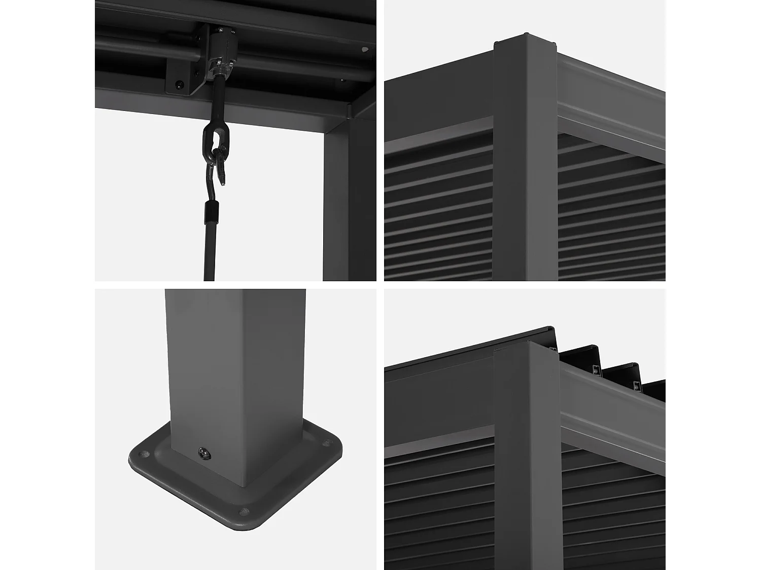 Pérgola bioclimática 3x3m de aluminio y acero con lamas orientables