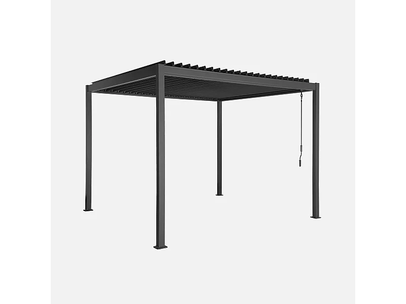 Pérgola bioclimática 3x3m de aluminio y acero con lamas orientables