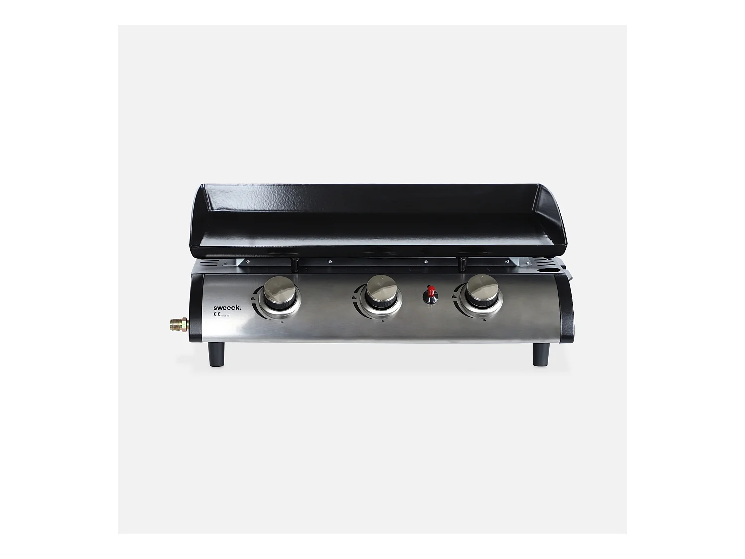 Plancha de gas con 3 quemadores de acero inoxidable, 7.5kw negro