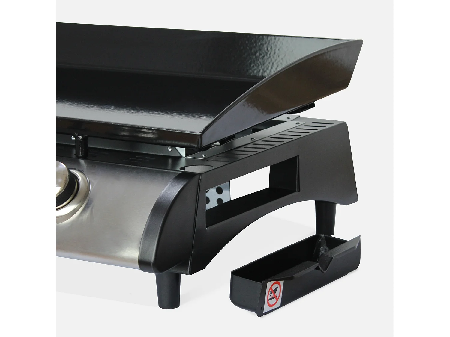 Plancha de gas con 3 quemadores de acero inoxidable, 7.5kw negro