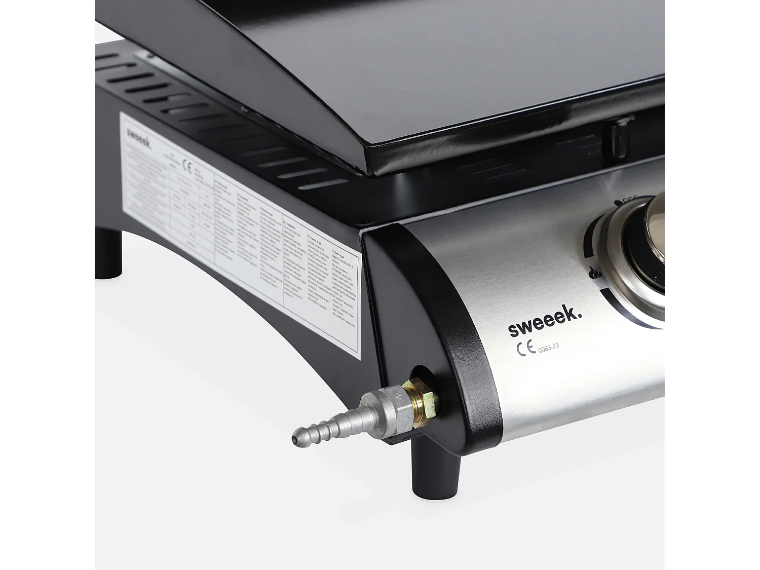 Plancha de gas con 3 quemadores de acero inoxidable, 7.5kw negro