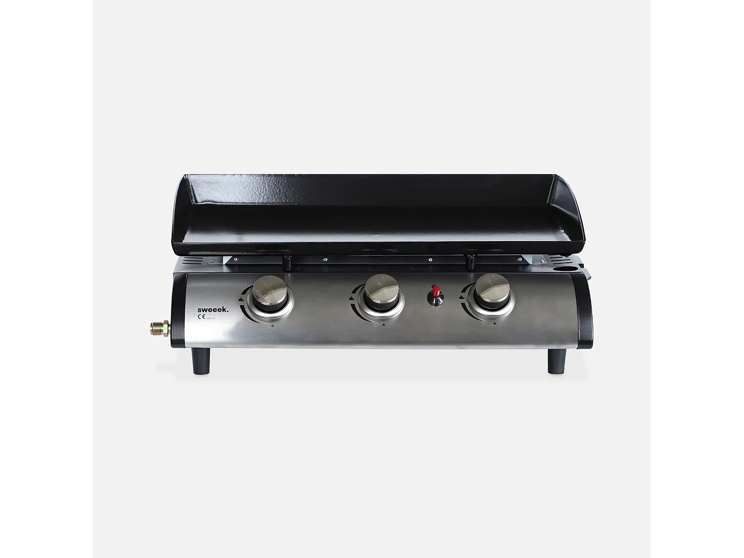 Plancha de gas con 3 quemadores de acero inoxidable, 7.5kw negro
