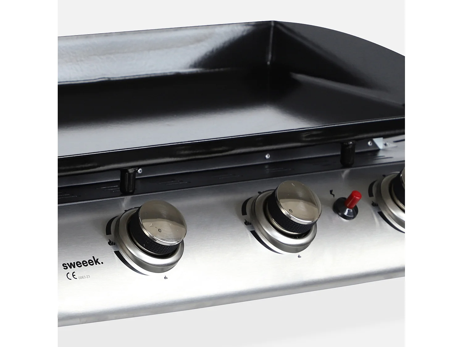 Plancha de gas con 3 quemadores de acero inoxidable, 7.5kw negro